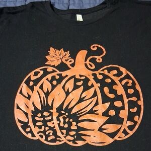 Bella Canvas Black Tee with Orange Pumpkin Design